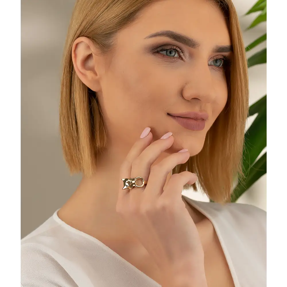 Fancy Panther Ring 14K Solid Gold - Rings