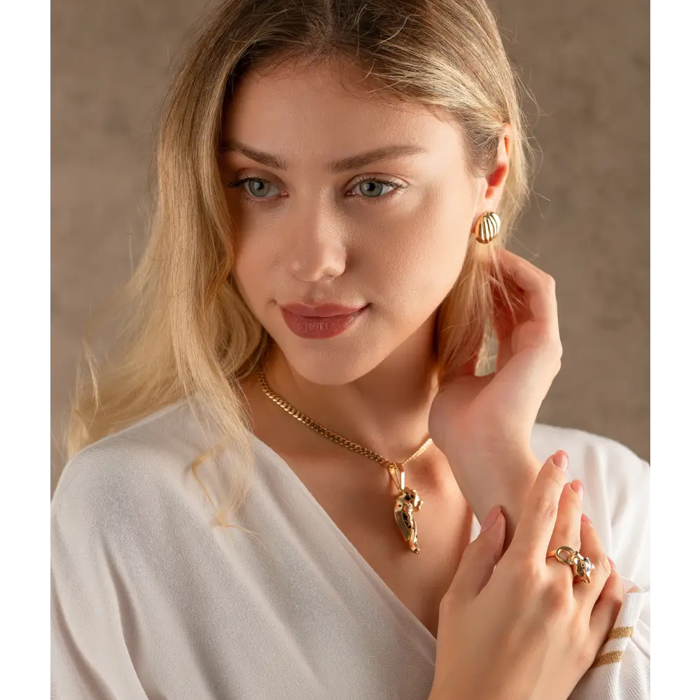 Fancy Panther Ring 14K Solid Gold - Rings