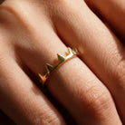 Gold Crown Spike Ring Modern Minimal Band with Bold Geometric Peaks Trendy Statement Design