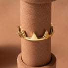 Gold Crown Spike Ring Modern Minimal Band with Bold Geometric Peaks Trendy Statement Design