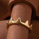 Gold Crown Spike Ring Modern Minimal Band with Bold Geometric Peaks Trendy Statement Design
