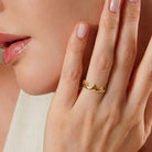 Gold Crown Spike Ring Modern Minimal Band with Bold Geometric Peaks Trendy Statement Design