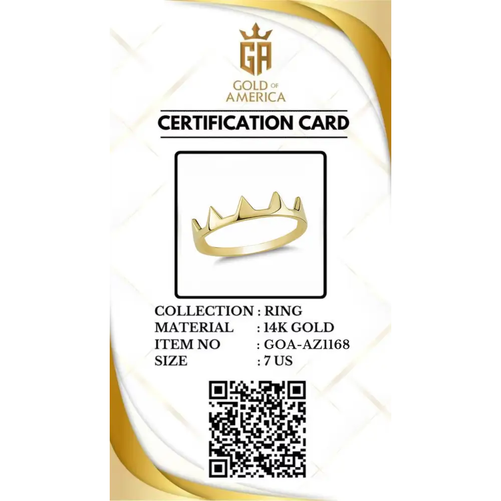 Gold Crown Spike Ring Modern Minimal Band with Bold Geometric Peaks Trendy Statement Design