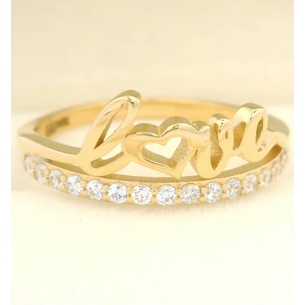 Gold Diamond Love Ring – Elegant Script Design Minimalist Jewelry Women