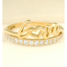 Gold Diamond Love Ring – Elegant Script Design Minimalist Jewelry Women