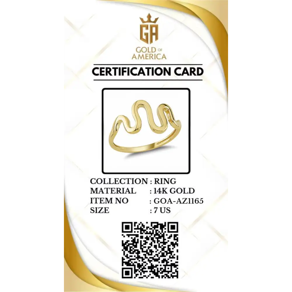 Gold Ring with Wavy Design Elegant Curved Shape Minimalist Jewelry for Women