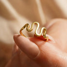 Gold Ring with Wavy Design Elegant Curved Shape Minimalist Jewelry for Women