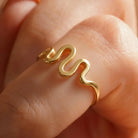 Gold Ring with Wavy Design Elegant Curved Shape Minimalist Jewelry for Women