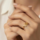 Gold Ring with Wavy Design Elegant Curved Shape Minimalist Jewelry for Women