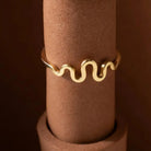 Gold Ring with Wavy Design Elegant Curved Shape Minimalist Jewelry for Women