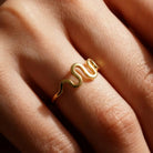 Gold Ring with Wavy Design Elegant Curved Shape Minimalist Jewelry for Women