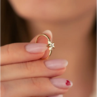 Gold Star Shaped Ring with Diamond Modern Chic Jewelry for Women