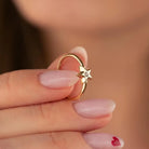 Gold Star Shaped Ring with Diamond Modern Chic Jewelry for Women