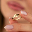 Handcrafted 14K Gold Angel Wing Ring Elegant Gold Band Dainty Jewelry