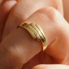 Handcrafted 14K Gold Angel Wing Ring Elegant Gold Band Dainty Jewelry