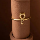 Handcrafted 14K Gold Cat Ring Dainty Kitty Jewelry for Women