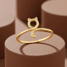 Handcrafted 14K Gold Cat Ring Dainty Kitty Jewelry for Women
