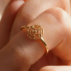 Handcrafted 14K Gold Floral Ring Delicate Rose Band Elegant Jewelry Gift