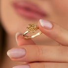 Handcrafted 14K Gold Floral Ring Delicate Rose Band Elegant Jewelry Gift