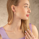 Handcrafted 14K Gold Hexagonal Hoop Earrings | Geometric Solid Gold Hoops for Women - Hoop Earrings