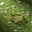 Handcrafted 14K Gold Interwoven Lattice Ring Elegant Geometric Jewelry for Women