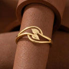 Handcrafted 14K Gold Leaf Ring Dainty Intertwined Solid Gold Jewelry Twisted for Women