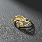 Handcrafted 14K Gold Leaf Ring Dainty Intertwined Solid Gold Jewelry Twisted for Women
