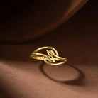Handcrafted 14K Gold Leaf Ring Dainty Intertwined Solid Gold Jewelry Twisted for Women