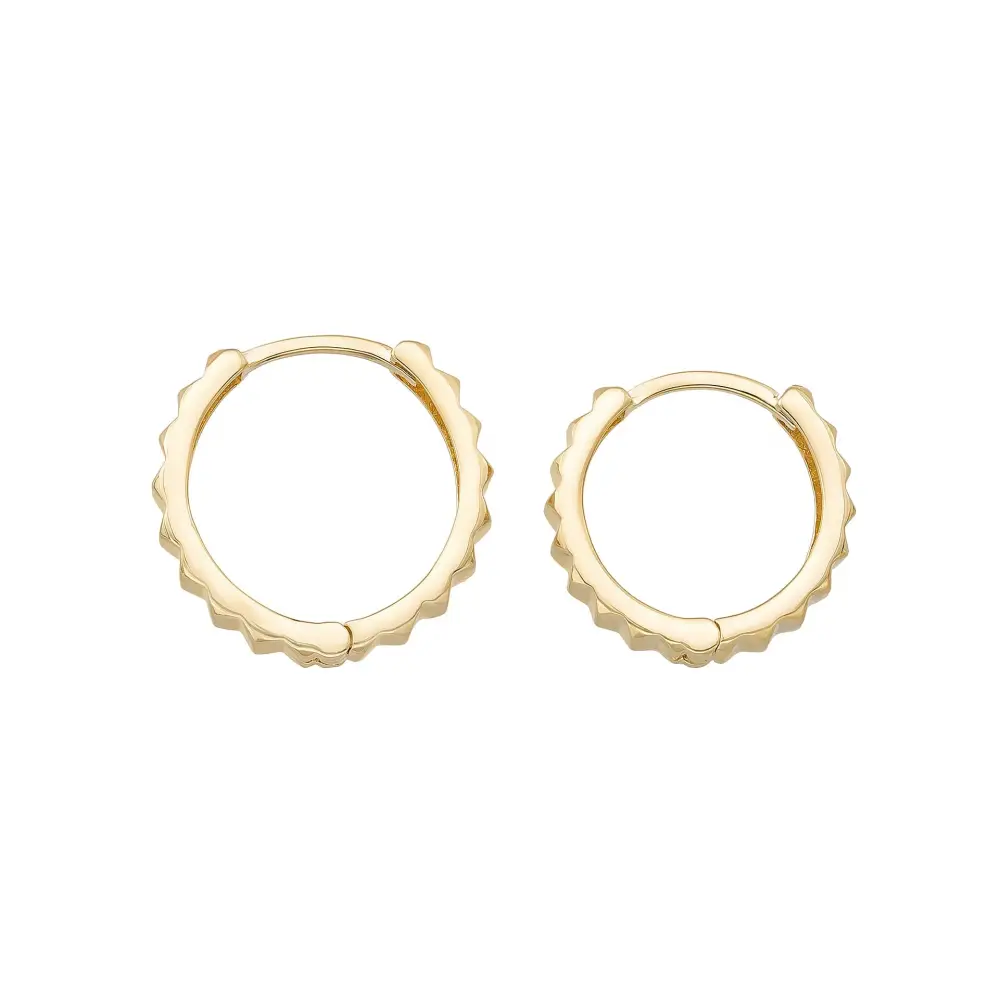 Handcrafted 14K Gold Pyramid Huggie Hoops Geometric Jewelry for Women - Hoop Earrings