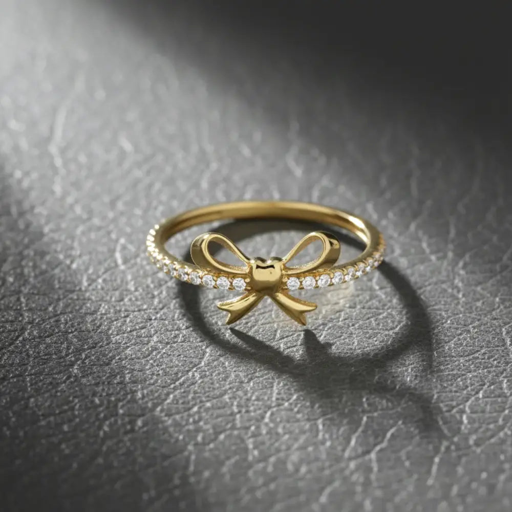 Handcrafted 14K Solid Gold Ribbon Coquette Ring Real Gold Bow Design Delicate Minimalist