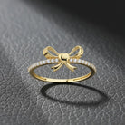 Handcrafted 14K Solid Gold Ribbon Coquette Ring Real Gold Bow Design Delicate Minimalist