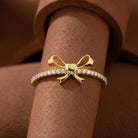 Handcrafted 14K Solid Gold Ribbon Coquette Ring Real Gold Bow Design Delicate Minimalist