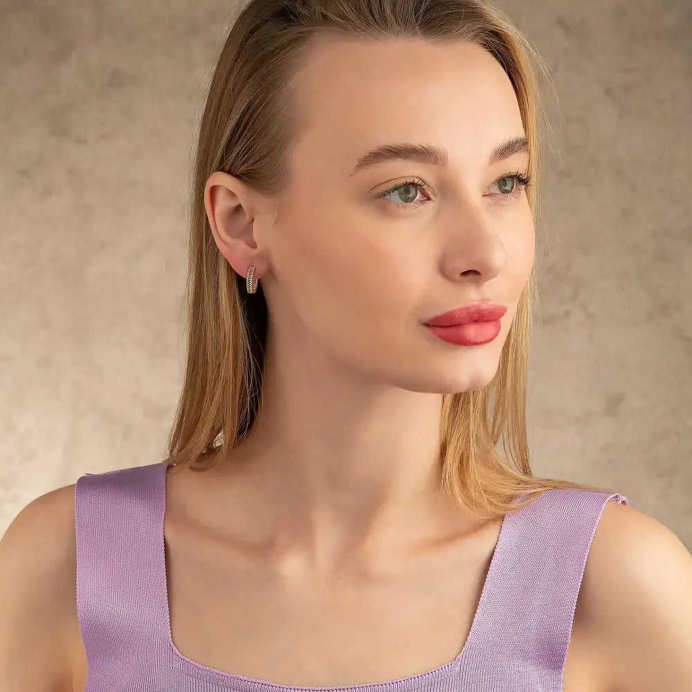 Handcrafted 14K Solid Gold Textured Hoops Unique Gold Jewelry for Women - Hoop Earrings