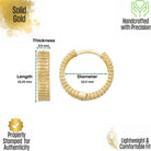Handcrafted 14K Solid Gold Textured Hoops Unique Gold Jewelry for Women - Hoop Earrings