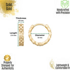 Handmade 14K Gold Geometric Faceted Hoop Earrings Checkerboard Textured Design Jewelry for Her - Hoop Earrings