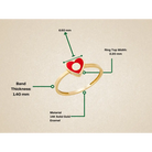 Handmade 14K Gold Red Heart Ring with Evil Eye Protective Jewelry Gift for Women