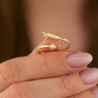 Handmade 14K Gold Wing Heart Ring Dainty Custom Jewelry for Her
