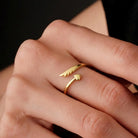 Handmade 14K Gold Wing Heart Ring Dainty Custom Jewelry for Her