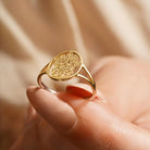 Handmade 14K Solid Gold Lotus Mandala Ring Delicate Geometric Symbol Jewelry for Women