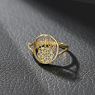 Handmade 14K Solid Gold Lotus Mandala Ring Delicate Geometric Symbol Jewelry for Women