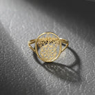 Handmade 14K Solid Gold Lotus Mandala Ring Delicate Geometric Symbol Jewelry for Women