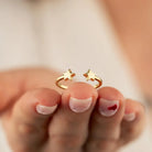 Handmade 14K Solid Gold Star Ring Elegant Band Jewelry for Women