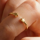 Handmade 14K Solid Gold Star Ring Elegant Band Jewelry for Women