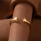 Handmade 14K Solid Gold Star Ring Elegant Band Jewelry for Women