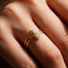 Handmade Double Band Ring with Cross and Faceted Heart Gold Faith Jewelry for Women