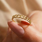 Handmade Gold Chain Link Band Open Linking Design Chic Minimalist Ring for Woman
