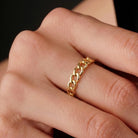 Handmade Gold Chain Link Band Open Linking Design Chic Minimalist Ring for Woman