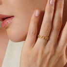 Handmade Gold Chain Link Band Open Linking Design Chic Minimalist Ring for Woman