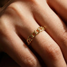 Handmade Gold Chain Link Band Open Linking Design Chic Minimalist Ring for Woman