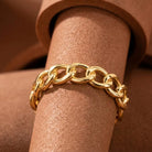 Handmade Gold Chain Link Band Open Linking Design Chic Minimalist Ring for Woman